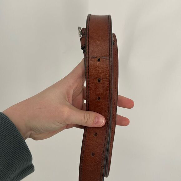 FOSSIL Men's Brown Genuine Leather Joe Belt Size 100/40 Silver Hardware Size 40 - Picture 6 of 6
